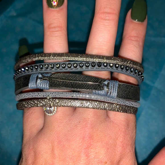 Torrid grey feather bracelet